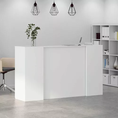Fehér, rétegelt fa recepciós asztal 180 x 50 x 103,5 cm