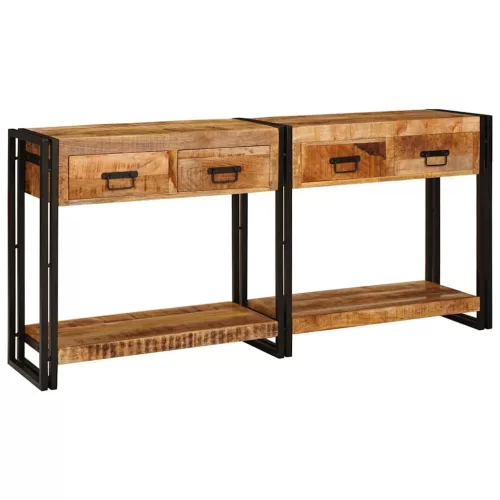 Konzolasztalok 2 pcs Barna 160 x 33 x 75 cm Tömör Mangófa