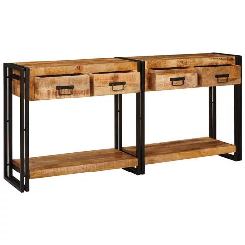 Konzolasztalok 2 pcs Barna 160 x 33 x 75 cm Tömör Mangófa