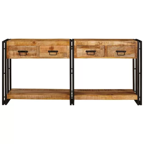 Konzolasztalok 2 pcs Barna 160 x 33 x 75 cm Tömör Mangófa