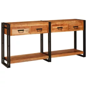   Konzolasztalok 2 pcs Barna 160 x 33 x 75 cm Tömör Akáciafa