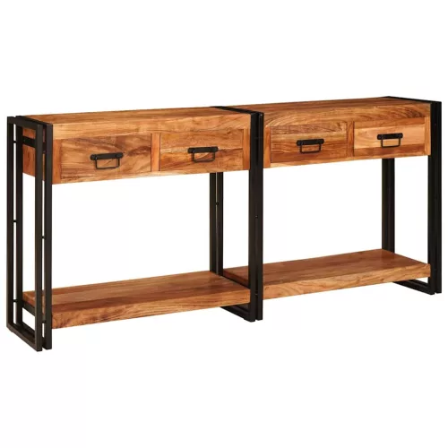 Konzolasztalok 2 pcs Barna 160 x 33 x 75 cm Tömör Akáciafa