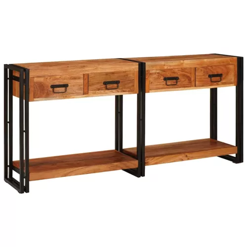 Konzolasztalok 2 pcs Barna 160 x 33 x 75 cm Tömör Akáciafa
