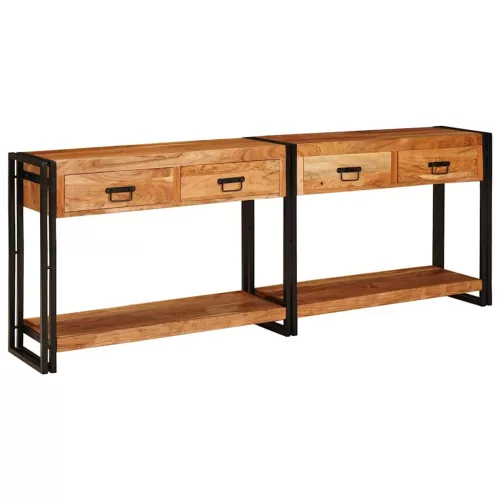 Konzolasztalok Egyéb 2 pcs Barna 200 x 33 x 75 cm Tömör akácfa