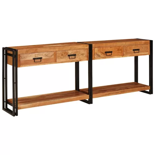 Konzolasztalok Egyéb 2 pcs Barna 200 x 33 x 75 cm Tömör akácfa