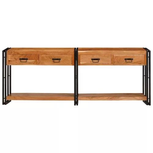 Konzolasztalok Egyéb 2 pcs Barna 200 x 33 x 75 cm Tömör akácfa