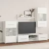 5 darabos TV szekrény LED világítással Matt fehér színű, műfa