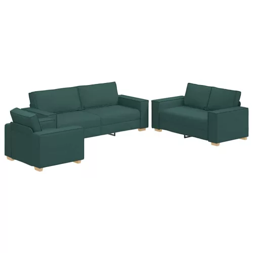 Kanapé Szett párnával 3 pcs Sötétzöld 220 x 78 x 84 cm szövet