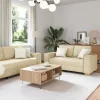 Kanapé Szett párnával 3 pcs Krém 220 x 78 x 84 cm szövet