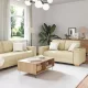 Kanapé Szett párnával 3 pcs Krém 220 x 78 x 84 cm szövet