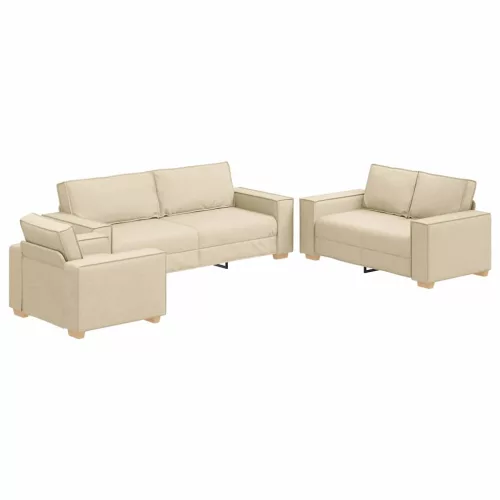 Kanapé Szett párnával 3 pcs Krém 220 x 78 x 84 cm szövet
