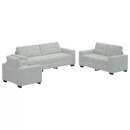 Kanapé Szett párnával 3 pcs Szürke 221 x 78 x 80 cm Bársony