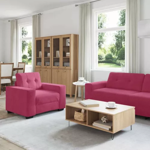 Kanapé Szett párnával 3 pcs Bordó 221 x 78 x 80 cm Bársony