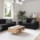 Kanapé Szett párnával 3 pcs Fekete 221 x 78 x 80 cm Bársony