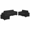 Kanapé Szett párnával 3 pcs Fekete 221 x 78 x 80 cm Bársony