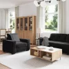 Kanapé Szett párnával 3 pcs Fekete 221 x 78 x 80 cm Bársony