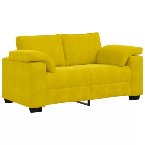 3 részes sárga bársony ülőgarnitúra párnákkal