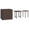 3 db barna polyrattan kerti kisasztal