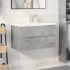 2 részes betonszürke szerelt fa fürdőszobai bútorszett