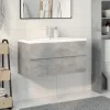 2 részes betonszürke szerelt fa fürdőszobai bútorszett