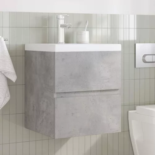 2 részes betonszürke szerelt fa fürdőszobai bútorszett