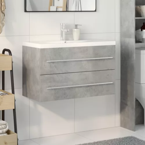 2 részes betonszürke szerelt fa fürdőszobai bútorszett