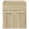 3 részes sonoma tölgyszínű szerelt fa fürdőszobai bútorszett