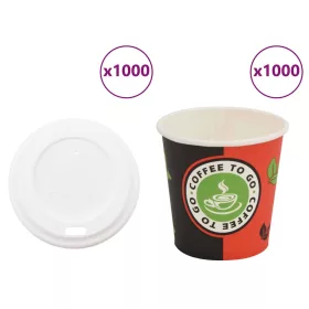 1000 db papír kávéscsészék fedővel 4oz 120ml