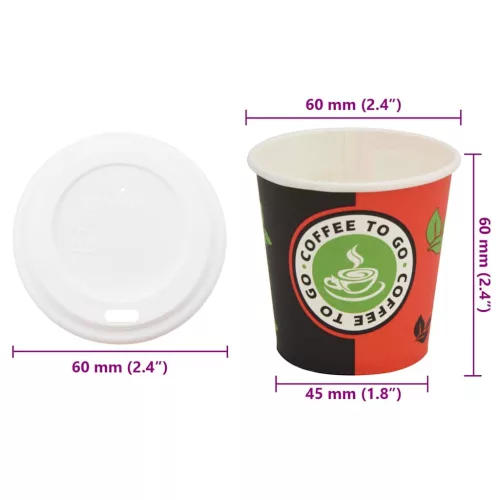 1000 db papír kávéscsészék fedővel 4oz 120ml
