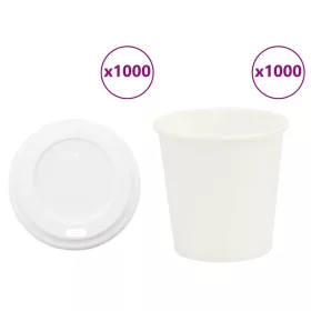 1000 db papír kávéscsészék fedővel 4oz 100ml