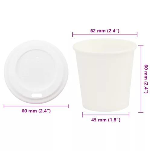 1000 db papír kávéscsészék fedővel 4oz 100ml