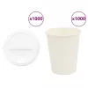 1000 db papír kávéscsészék fedővel 8oz 200ml