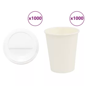 1000 db papír kávéscsészék fedővel 8oz 200ml