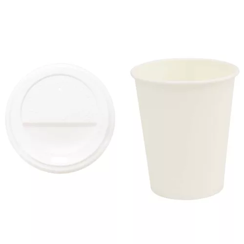 1000 db papír kávéscsészék fedővel 8oz 200ml