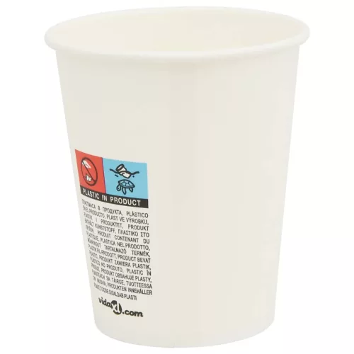 1000 db papír kávéscsészék fedővel 8oz 200ml
