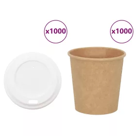 1000 db papír kávéscsészék fedővel 4oz 100ml