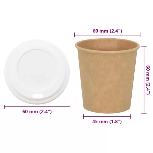 1000 db papír kávéscsészék fedővel 4oz 100ml