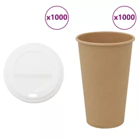1000 db papír kávéscsészék fedővel 16oz 400ml