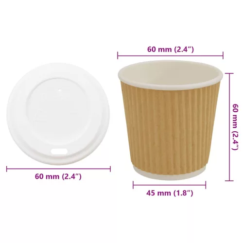1000 db papír kávéscsészék fedővel 4oz 100ml