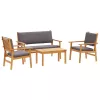 Kerti Kanapé Szett 4 pcs Barna 75 x 45 x 38 cm Tömör akácfa