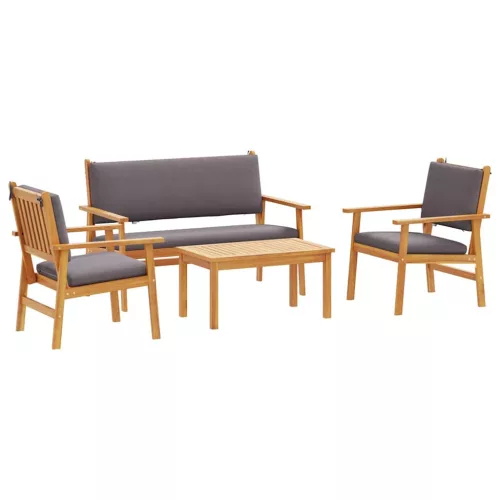Kerti Kanapé Szett 4 pcs Barna 75 x 45 x 38 cm Tömör akácfa