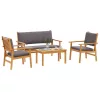 Kerti Kanapé Szett 4 pcs Barna 75 x 45 x 38 cm Tömör akácfa