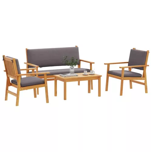 Kerti Kanapé Szett 4 pcs Barna 75 x 45 x 38 cm Tömör akácfa
