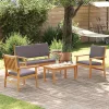 Kerti Kanapé Szett 4 pcs Barna 75 x 45 x 38 cm Tömör akácfa