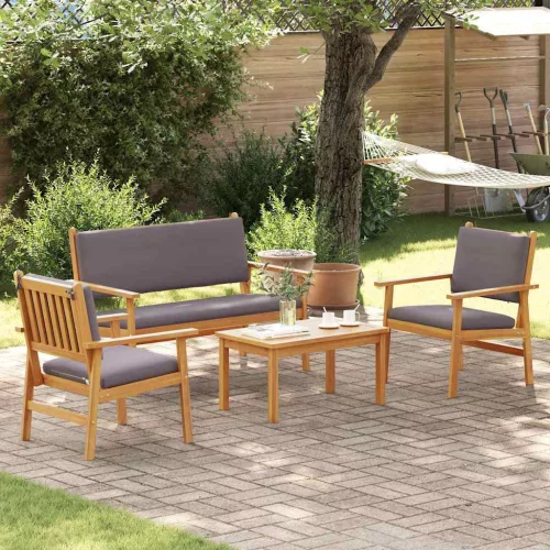 Kerti Kanapé Szett 4 pcs Barna 75 x 45 x 38 cm Tömör akácfa