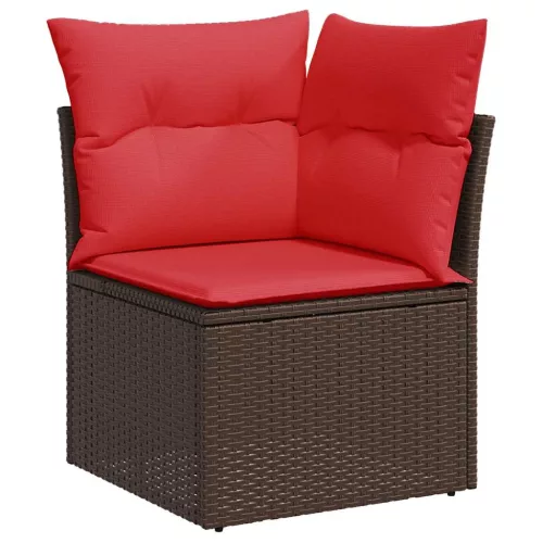 8 részes barna polyrattan akácfa kerti ülőgarnitúra párnákkal