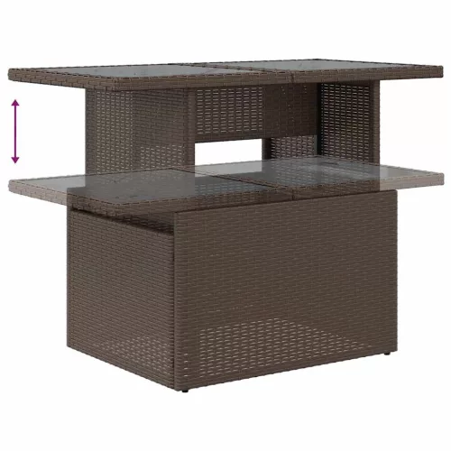 8 részes barna polyrattan akácfa kerti ülőgarnitúra párnákkal