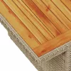 7 részes bézs polyrattan akácfa kerti ülőgarnitúra párnákkal