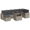 8 részes világosszürke polyrattan kerti ülőgarnitúra párnával