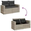 8 részes világosszürke polyrattan kerti ülőgarnitúra párnával